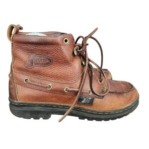Justin Chukka Boots Womens 6.5 M Brown Leather Lace Up Ankle Work Boots L0991